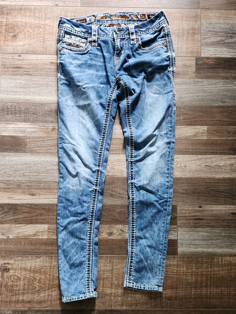 Rock Revival Womens Skinny Light Blue Washed Jeans